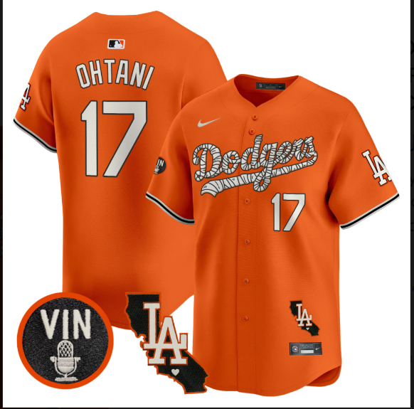 Men Los Angeles Dodgers #17 Ohtani 2025 orange Limited Stitched Jersey style 2